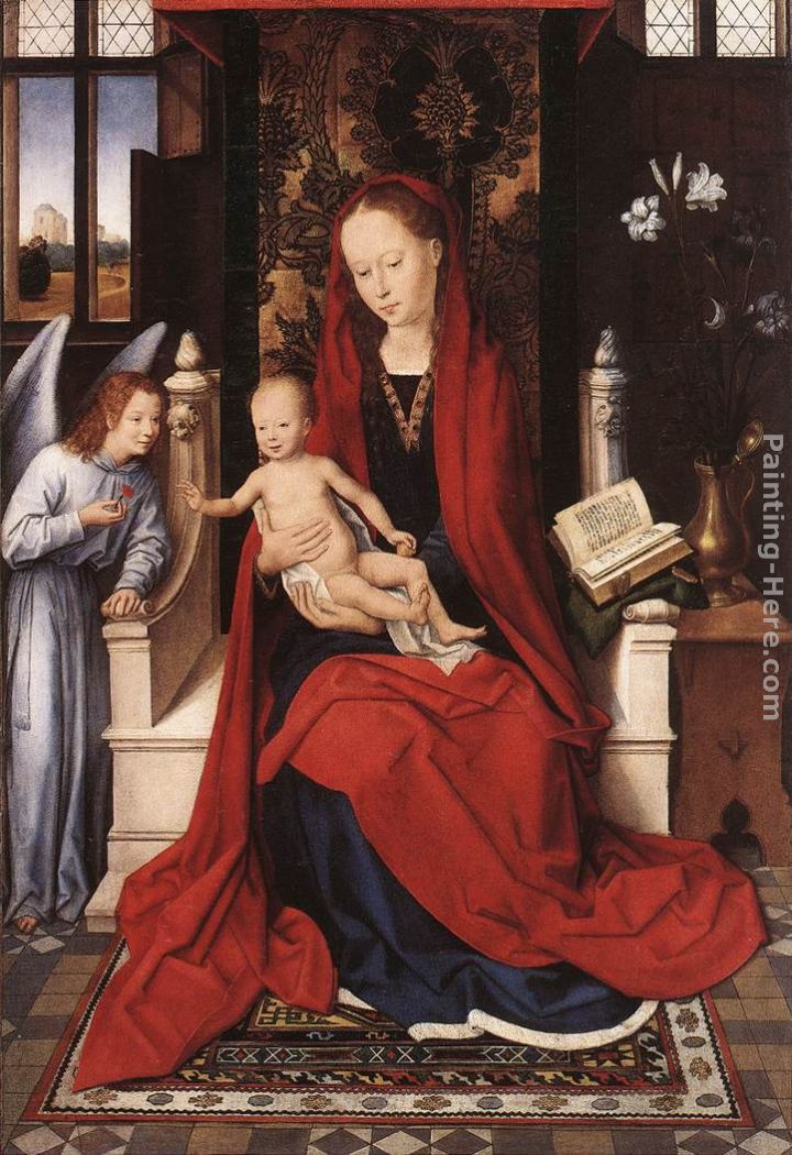 Virgin Enthroned with Child and Angel painting - Hans Memling Virgin Enthroned with Child and Angel art painting